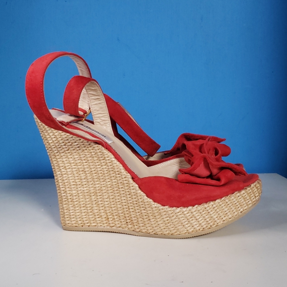 L.K. Bennett London Delanna Lipstick Woven Wedges